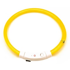 Світлодіодний LED нашийник Lesko L-18 Yellow L USB водовідштовхувальний, що світиться, для собак і котів