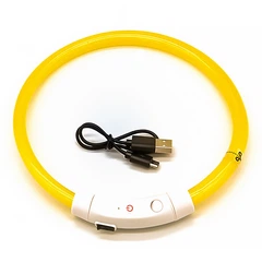Світлодіодний LED нашийник Lesko L-18 Yellow L USB водовідштовхувальний, що світиться, для собак і котів