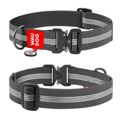Collar Нашийник для собак водостійкий WAUDOG Waterproof з QR-паспортом, світловідбиваючий, металева пряжка-фастекс, XXL, Ш 40 мм, Д 46-70