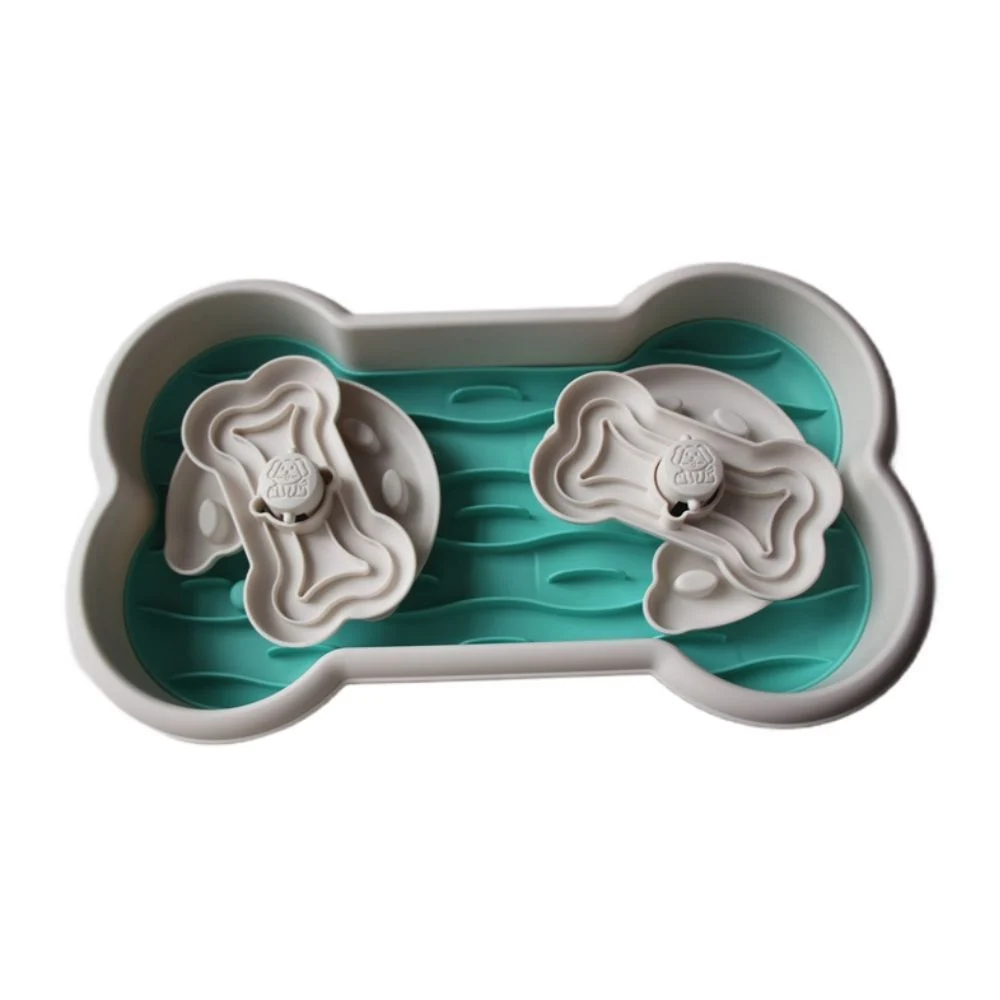 Pet Fun миска для собак 25х43х7,5 см - біло-зелений