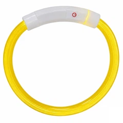 Hit Нашийник для собак що світиться з USB зарядкою, 35 см, водонепроникний, можна вкоротити, Жовтий