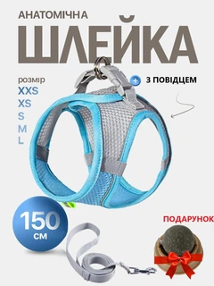 Без бренду Шлейка з повідцем для котів та собак дрібних та середніх порід Розмір XXS Синій М'ята у подарунок