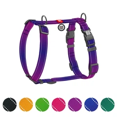 Шлея для собак WAUDOG Nylon Mono Н-подібна, M (20 мм; шия 38–60 см; груди 45–60 см), світловідбивна, з QR-паспортом, пластиковий фастекс, фіолетовий, арт. 54579