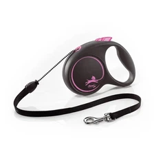 Flexi Black Design M - повідець-рулетка для собак вагою до 20 кг, трос, 5 м рожевий