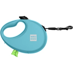 Повідець-рулетка для собак WAUDOG R-leash з контейнером для пакетів, світловідбивна стрічка, блакитний, розмір S, до 12 кг, 3 м (26272)