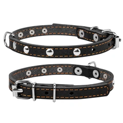 Нашийник Collar одинарний з прикрасами 12 мм х 24-32 см Чорний (00231 Col)