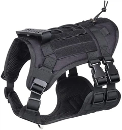 Шлея для собак Vest, тактичний жилет з ручкою і системою MOLLE, чорний М (132М-ВLАСК)
