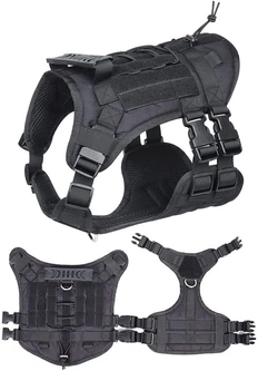 Шлея для собак Vest, тактичний жилет з ручкою і системою MOLLE, чорний М (132М-ВLАСК)