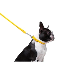 Collar Повідець для собак шкіряний WAUDOG Glamour круглий, Д 8 мм, Дов 122 см жовтий