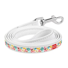 Collar Повідець для собак Waudog Classic з малюнком пончики Довжина 122см Ширина 12мм Білий