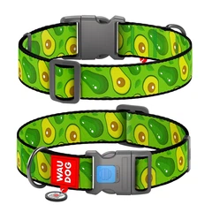 Нашийник для собак WAUDOG Nylon Avocado XXL, нейлоновий, з QR-паспортом, пластиковий фастекс, ширина 35 мм, довжина 46–70 см, арт. 284-0048