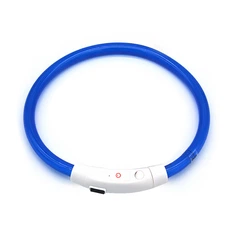 Світлодіодний LED нашийник Lesko L-18 Blue M USB для собак і котів водовідштовхувальний, що світиться