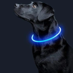 Світлодіодний LED нашийник Lesko L-18 Blue M USB для собак і котів водовідштовхувальний, що світиться