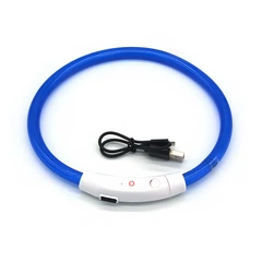 Світлодіодний LED нашийник Lesko L-18 Blue M USB для собак і котів водовідштовхувальний, що світиться