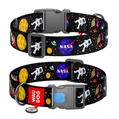 Нашийник для собак WAUDOG Nylon NASA XXL чорний 35 мм, довжина 46–70 см, пластиковий фастекс, QR-паспорт 284-0047