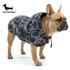 Куртка дощовик для собак UMYKO BLUE, Your Stylish Hunter, різнокольорова, розмір M, Непромокальний жилет із капюшоном та підкладкою Omni-Heat для французького бульдога, мопса, амбуллі та інших порід с