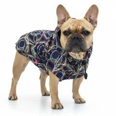 Куртка дощовик для собак UMYKO BLUE, Your Stylish Hunter, різнокольорова, розмір M, Непромокальний жилет із капюшоном та підкладкою Omni-Heat для французького бульдога, мопса, амбуллі та інших порід с