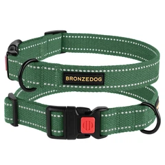 Нашийник Для Собак Bronzedog Соттоn Рефлекторний х/б Брезент з Пластиковою Пряжкою Армійський 20 мм 30-40 см (51/1514)