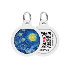 Адресник-жетон для собак і котів металевий WAUDOG Smart ID з QR-паспортом, круглий d 25 мм (S), дизайн «Водяні лілії» — арт. 0625-0201