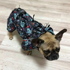 Одяг для собак дощовик "FLOR" SKU 004546. Розмір S. Your Stylish Hunter. Водостійкий одяг для французького бульдога, мопсу та ін. З закритим животом.