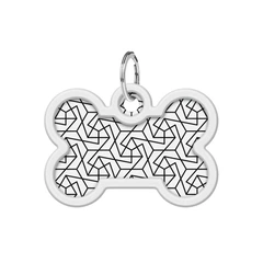 Collar Адресник для собак і котів металевий WAUDOG Smart ID з QR паспортом, малюнок "Геометрія", кістка, Д 40 мм, Ш 28 мм