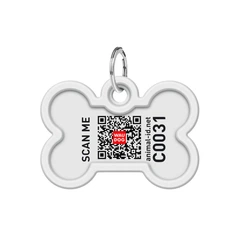 Collar Адресник для собак і котів металевий WAUDOG Smart ID з QR паспортом, малюнок "Геометрія", кістка, Д 40 мм, Ш 28 мм