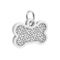 Collar Адресник для собак і котів металевий WAUDOG Smart ID з QR паспортом, малюнок "Геометрія", кістка, Д 40 мм, Ш 28 мм