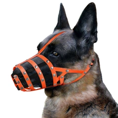 Barksi Намордник Bronzedog Водовідштовхувальний Биотановый Доберман, Вівчарка велика, Помаранчево-Чорний, 32 х 14 см (4914)