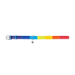 Нашийник шкіряний для собак великих порід XL WAUDOG Glamour Веселка (Rainbow) 35 мм 46–60 см з QR паспортом з прикрасами металевою фурнітурою арт. 3922