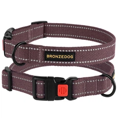Нашийник Для Собак Bronzedog Соттоn Рефлекторний х/б Брезент з Пластикової Пряжкою Черрі 20 мм 25-33 см (50/1503)