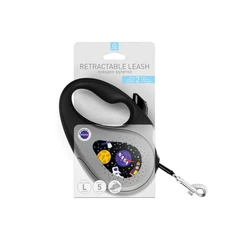 Collar Повідець-рулетка для собак WAUDOG R-leash, малюнок "NASA", L, до 50 кг, 5 м, світловідбиваюча стрічка чорний