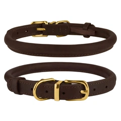 Нашийник для Собак Круглий Шкіряний BronzeDog Premium Crazy Темно-Коричневий 9 мм 30-40 см (00236)