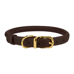 Нашийник для Собак Круглий Шкіряний BronzeDog Premium Crazy Темно-Коричневий 9 мм 30-40 см (00236)