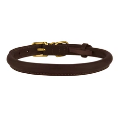 Нашийник для Собак Круглий Шкіряний BronzeDog Premium Crazy Темно-Коричневий 9 мм 30-40 см (00236)