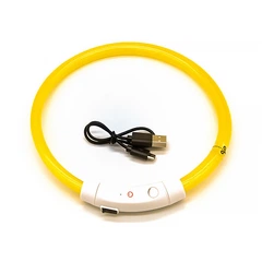 Світлодіодний LED нашийник Lesko L-18 Yellow M USB водовідштовхувальний, що світиться, для собак і котів