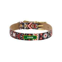 Hi Dog Нашийник шкіряний для собаки HiDOG Вишиванка М 20мм 31-40см (203/1034)