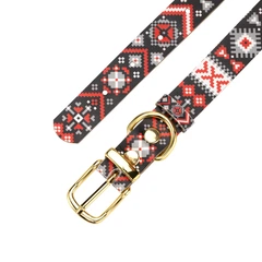 Hi Dog Нашийник шкіряний для собаки HiDOG Вишиванка М 20мм 31-40см (203/1034)