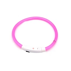 Світлодіодний LED нашийник Lesko L-18 Pink S USB водовідштовхувальний, що світиться, для собак і котів