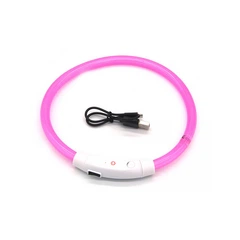 Світлодіодний LED нашийник Lesko L-18 Pink S USB водовідштовхувальний, що світиться, для собак і котів