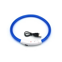 Світлодіодний LED нашийник Lesko L-18 Blue S USB для собак і котів водовідштовхуючий, що світиться