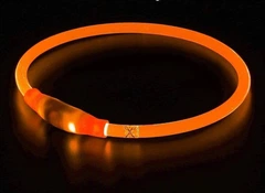 Lock Mat Нашийник для собак з підсвіткою LED водостійкий з зарядкою регулюючийся Помаранчевий