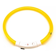 Світлодіодний LED нашийник Lesko L-18 Yellow L USB для собак і котів водовідштовхувальний, що світиться
