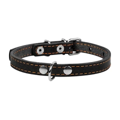 Нашийник для котів CoLLaR, шкіряний, регульований 22–30 см (XS), ширина 10 мм, чорний