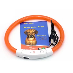 Світлодіодний LED нашийник Lesko L-18 USB Orange M водовідштовхувальний, що світиться, для собак і котів