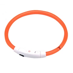 Світлодіодний LED нашийник Lesko L-18 USB Orange L водовідштовхувальний, що світиться, для собак і котів
