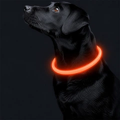 Світлодіодний LED нашийник Lesko L-18 USB Orange L водовідштовхувальний, що світиться, для собак і котів