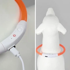 Світлодіодний LED нашийник Lesko L-18 USB Orange L водовідштовхувальний, що світиться, для собак і котів
