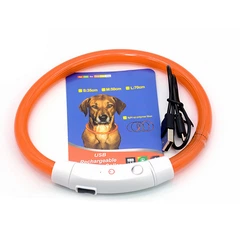 Світлодіодний LED нашийник Lesko L-18 USB Orange L водовідштовхувальний, що світиться, для собак і котів