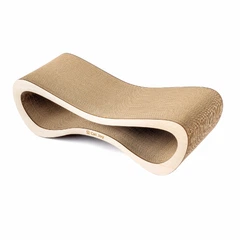Кігтеточка з картону з дерев'яним фасадом Cat Joy Loft Beige Wood 70х22х29 см