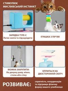 Без бренду Інтерактивна іграшка для котів Cat Yoyo Ball з автоматичним рухом, блакитна (10786)